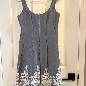 Nine West Gray Sleeveless Scoop Neck A-Line Sundress